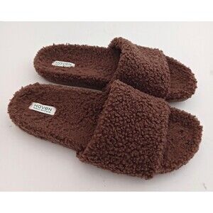Haven Well Within Scuff Footbed Slipper Chocolate Brown Poodle Fleece Sz 8